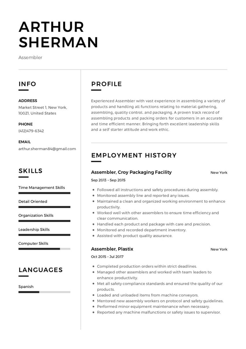Berlín resume template